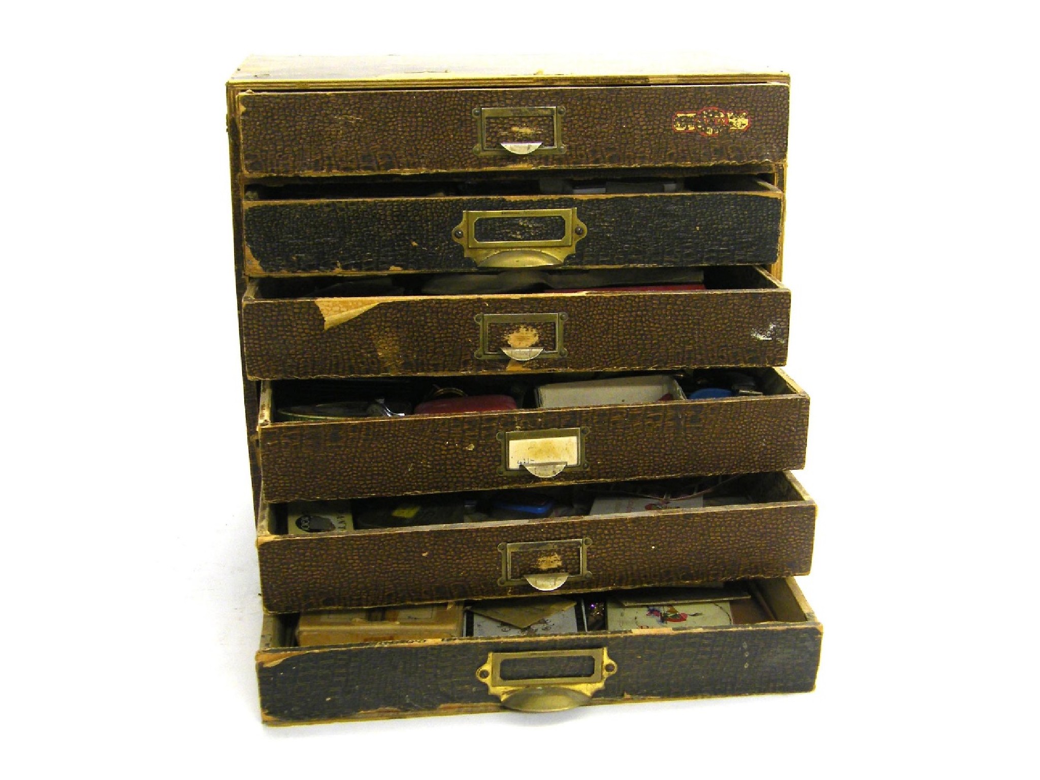 Appraisal: Watchmaker's six drawer chest containing various watch spares to include