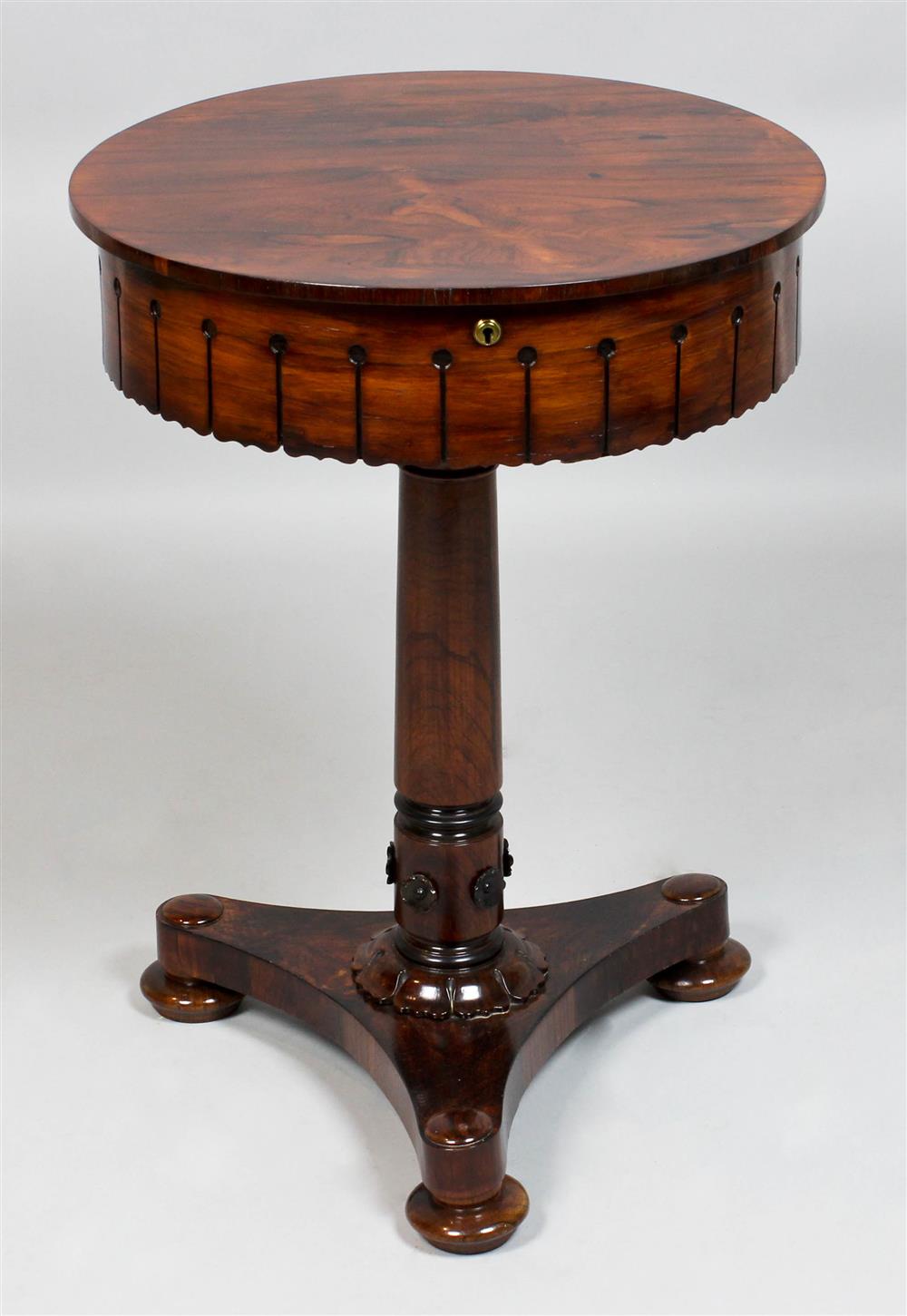 Appraisal: FINE LOUIS PHILLIPE CIRCULAR ROSEWOOD TEAPOY CIRCA the round floating