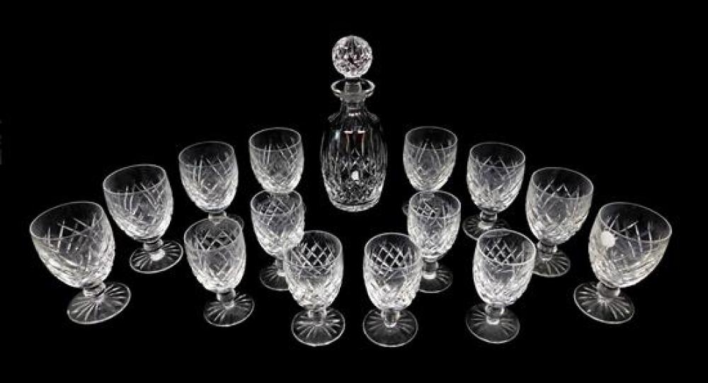 Appraisal: GLASS Waterford cut crystal stemware and decanter fifteen pieces nine