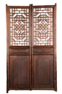 Appraisal: Pair of Chinese Carved Openwork Shutter Doors Chinese late th