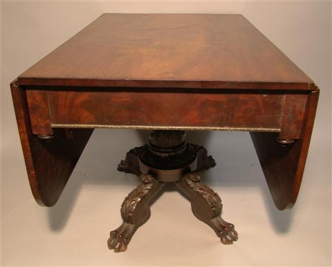 Appraisal: NEW YORK CLASSICAL MAHOGANY AND STENCILLED BREAKFAST TABLE the rectangular