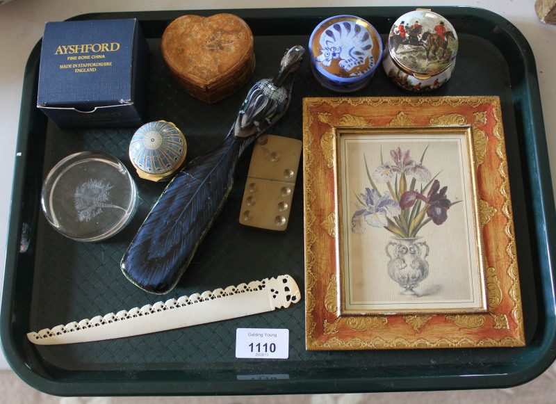 Appraisal: An enamelled box and others letter opener etc