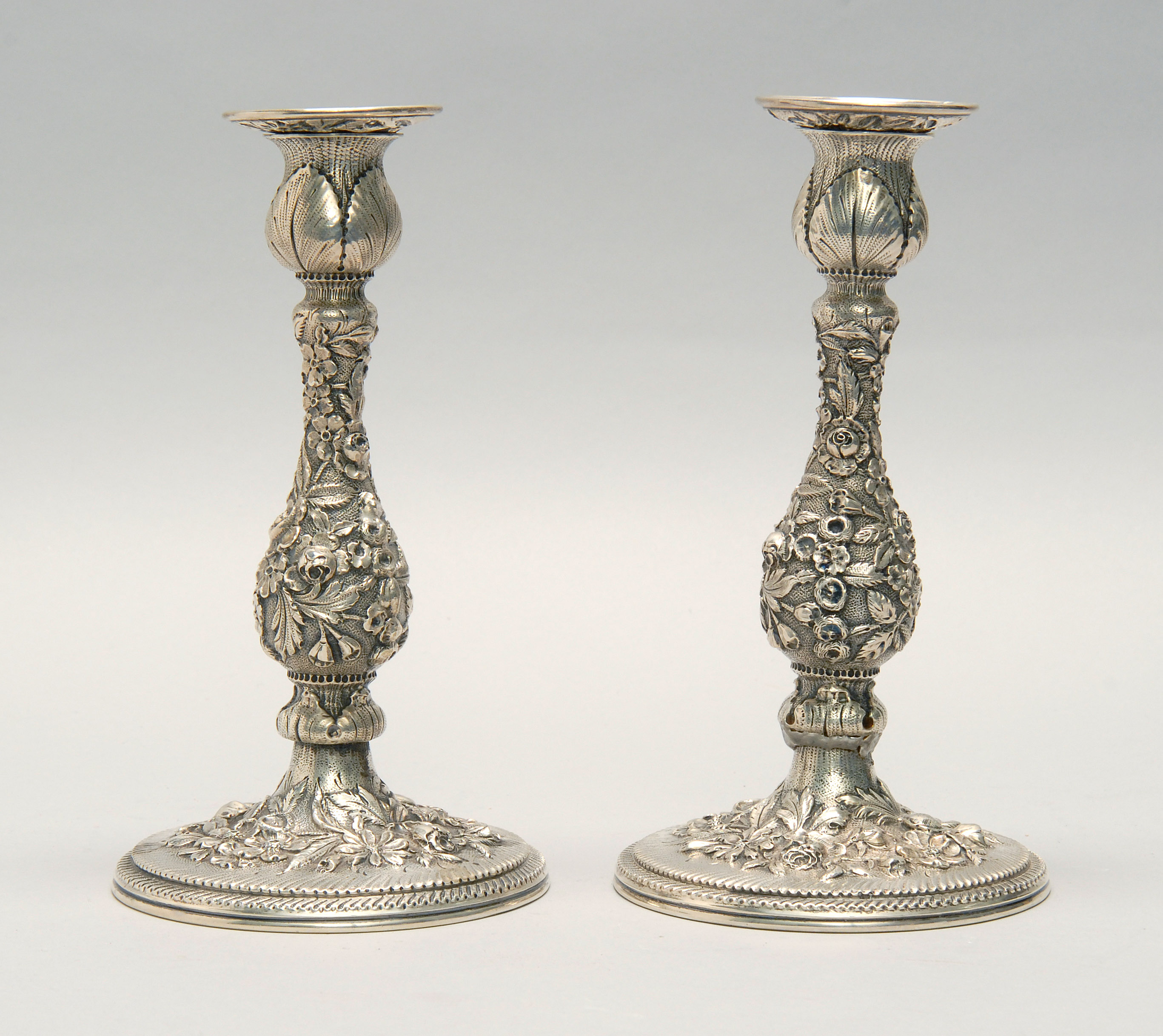 Appraisal: PAIR OF STERLING SILVER CANDLESTICKS BY S KIRK SON CO