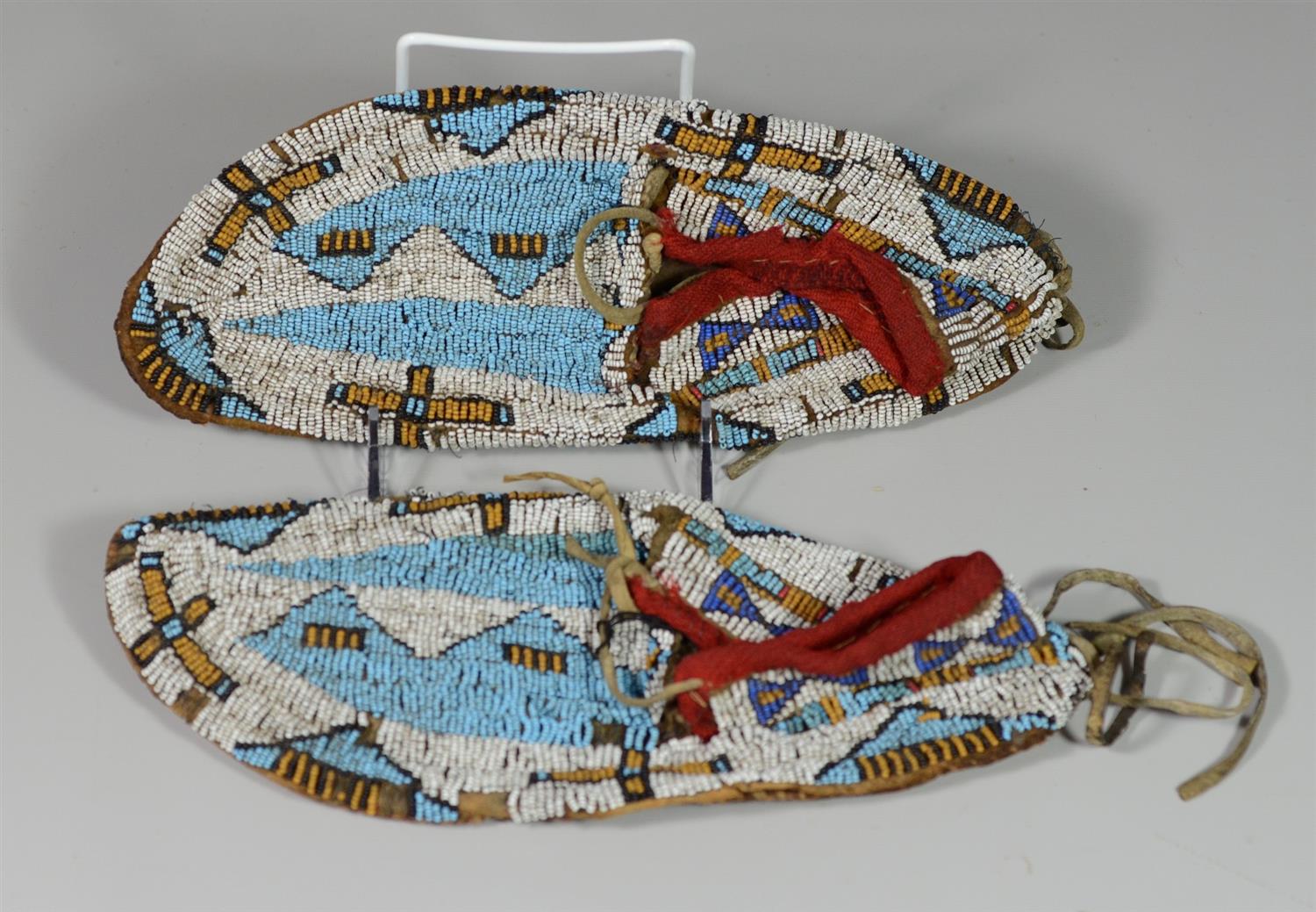 Appraisal: Native American beaded moccasins may be Crow Nation hard leather