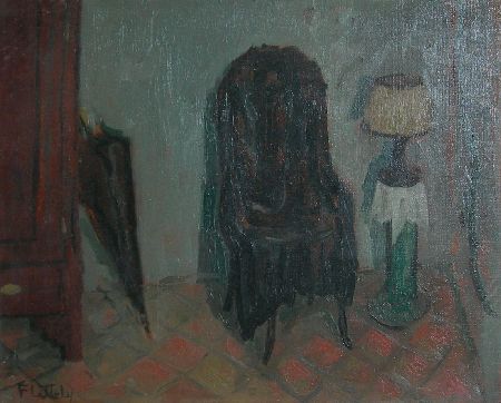 Appraisal: ALASTAIR FLATTELY SCOTTISH - SPANISH INTERIOR Signed oil on canvas