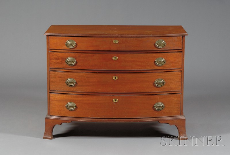 Appraisal: Federal Mahogany and Mahogany Veneer Bowfront Chest of Drawers attributed