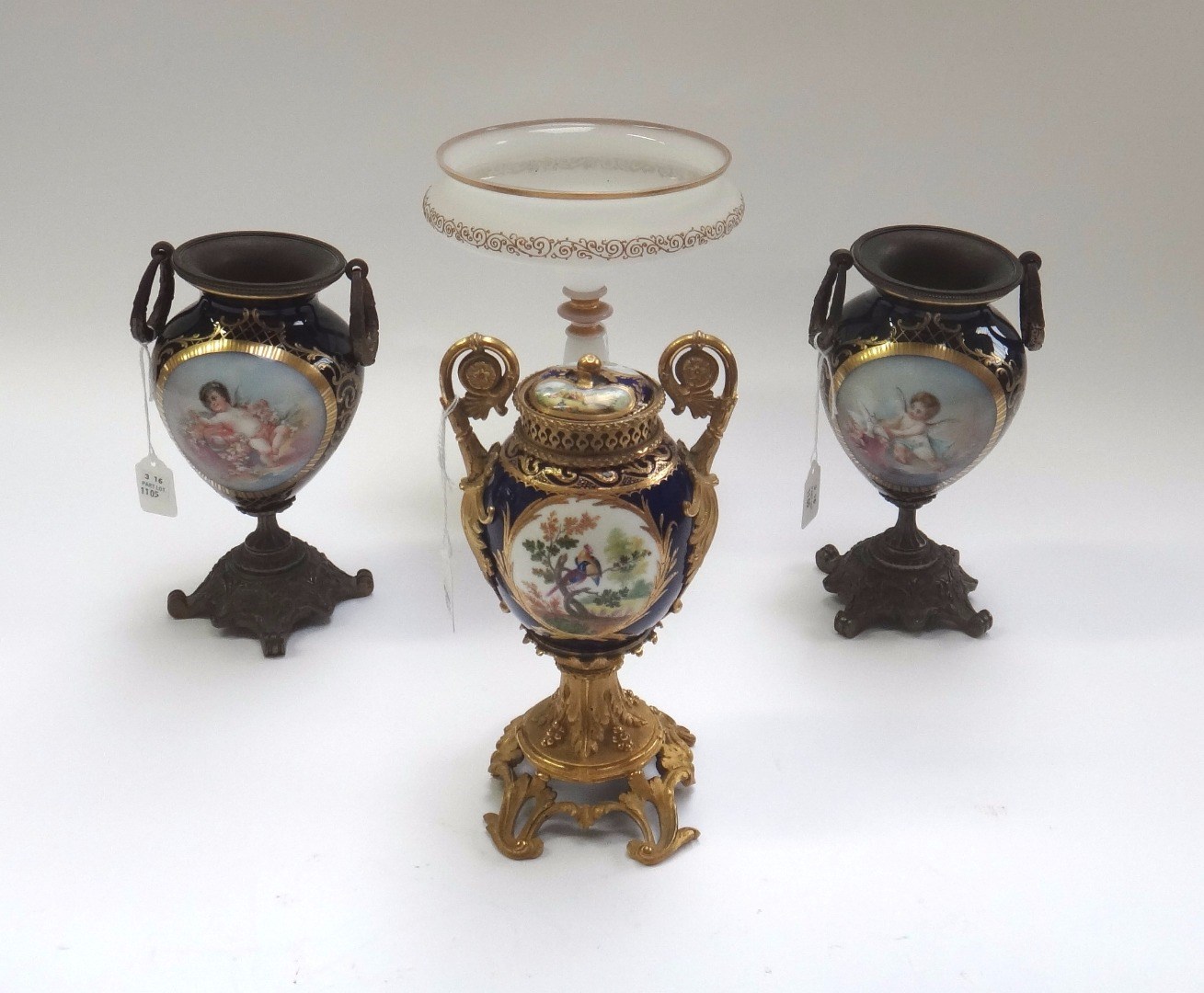 Appraisal: A porcelain and ormolu mounted two handled vase and cover