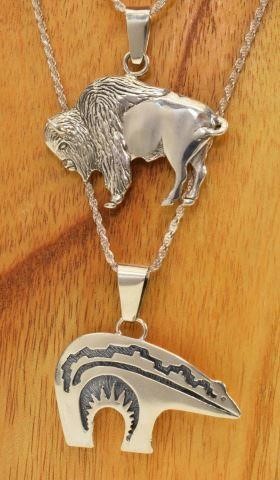 Appraisal: lot of Native American sterling silver pendant necklaces Glenn and