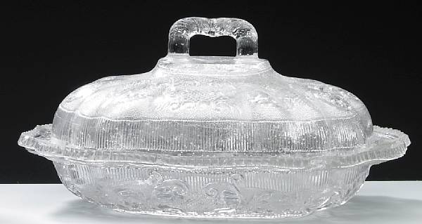 Appraisal: A rare molded and pressed lacey glass covered vegetable dish