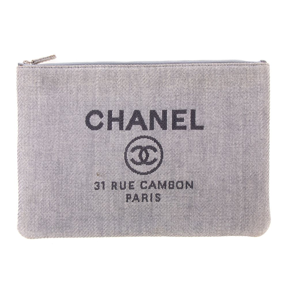 Appraisal: A Chanel Deauville Large O-Case A light blue denim Chanel