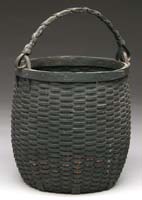 Appraisal: FINE DEEP SWING HANDLED BASKET IN GREEN PAINT Lap joint