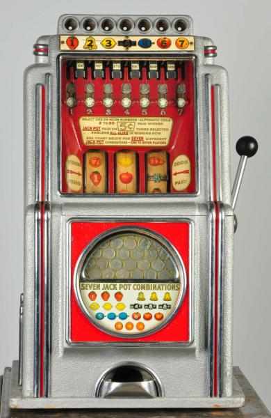 Appraisal: Rare A C Multi Bell Slot Machine Description Working Caille