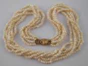 Appraisal: A five row freshwater cultured pearl necklace approx cm long