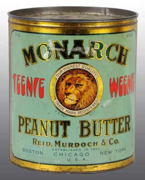 Appraisal: Tin Monarch Peanut Butter Can Description Nice image of lion