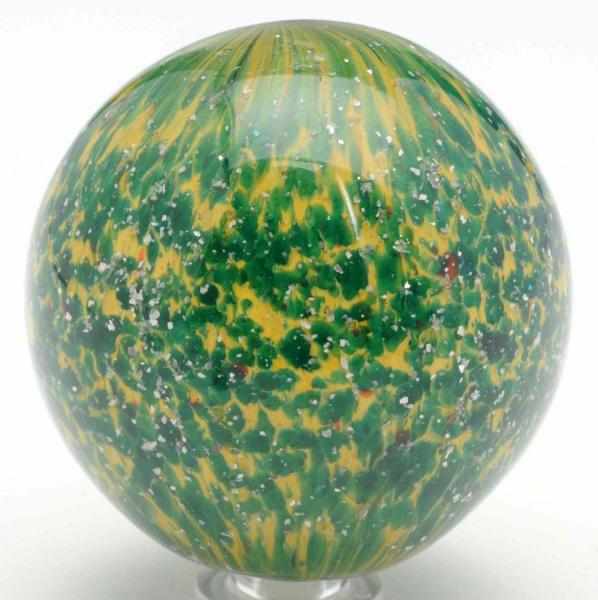 Appraisal: Large Onionskin Marble with Mica Yellow base onionskin with heavy