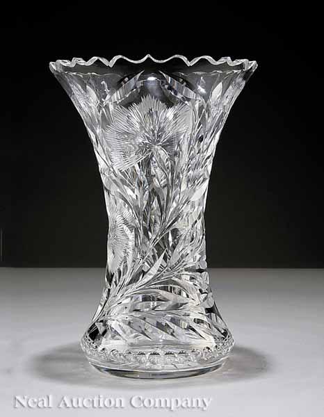 Appraisal: An American Brilliant Cut Glass Vase early th c wheel