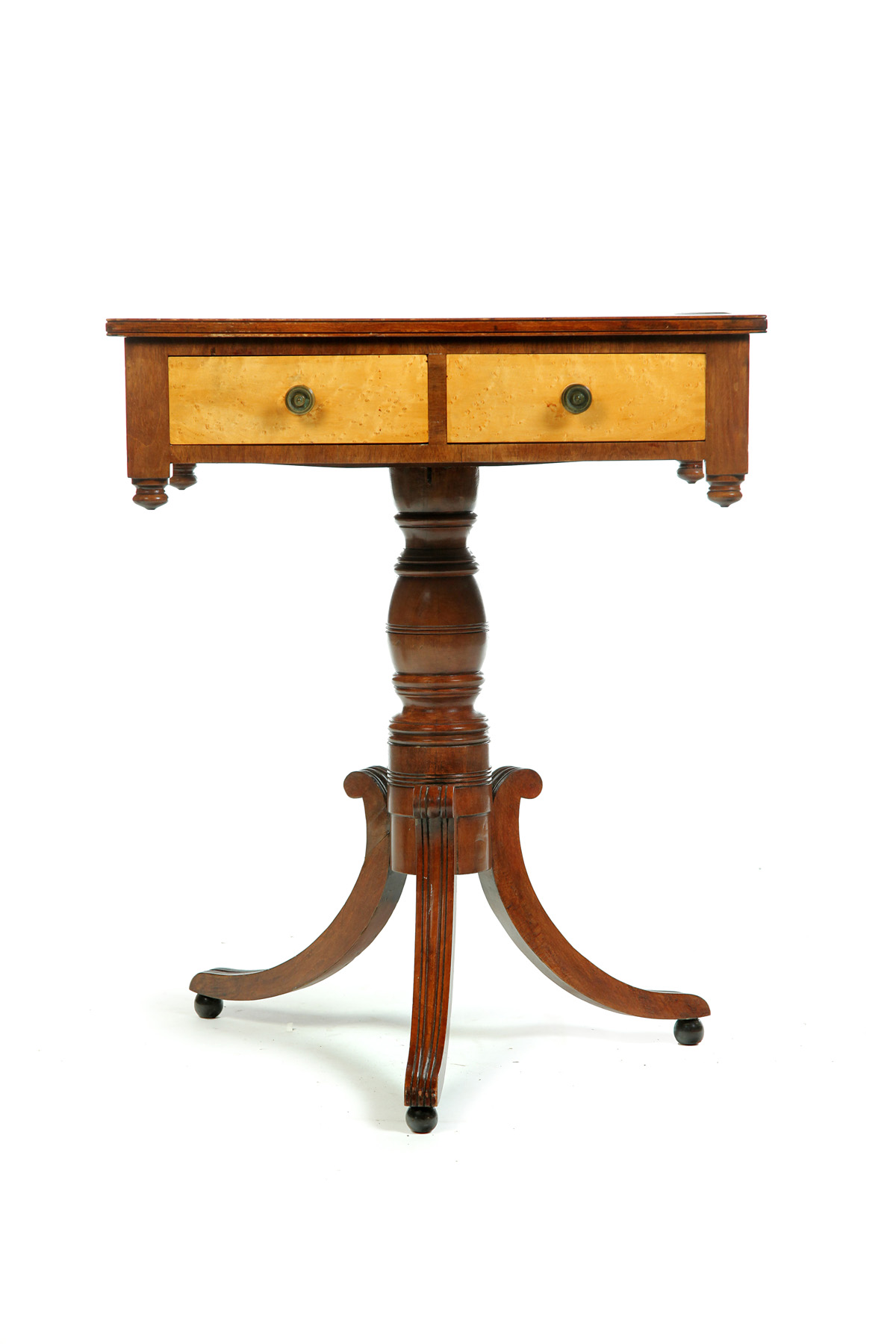 Appraisal: MIDWESTERN CLASSICAL WORK TABLE - bird's-eye maple cherry and poplar