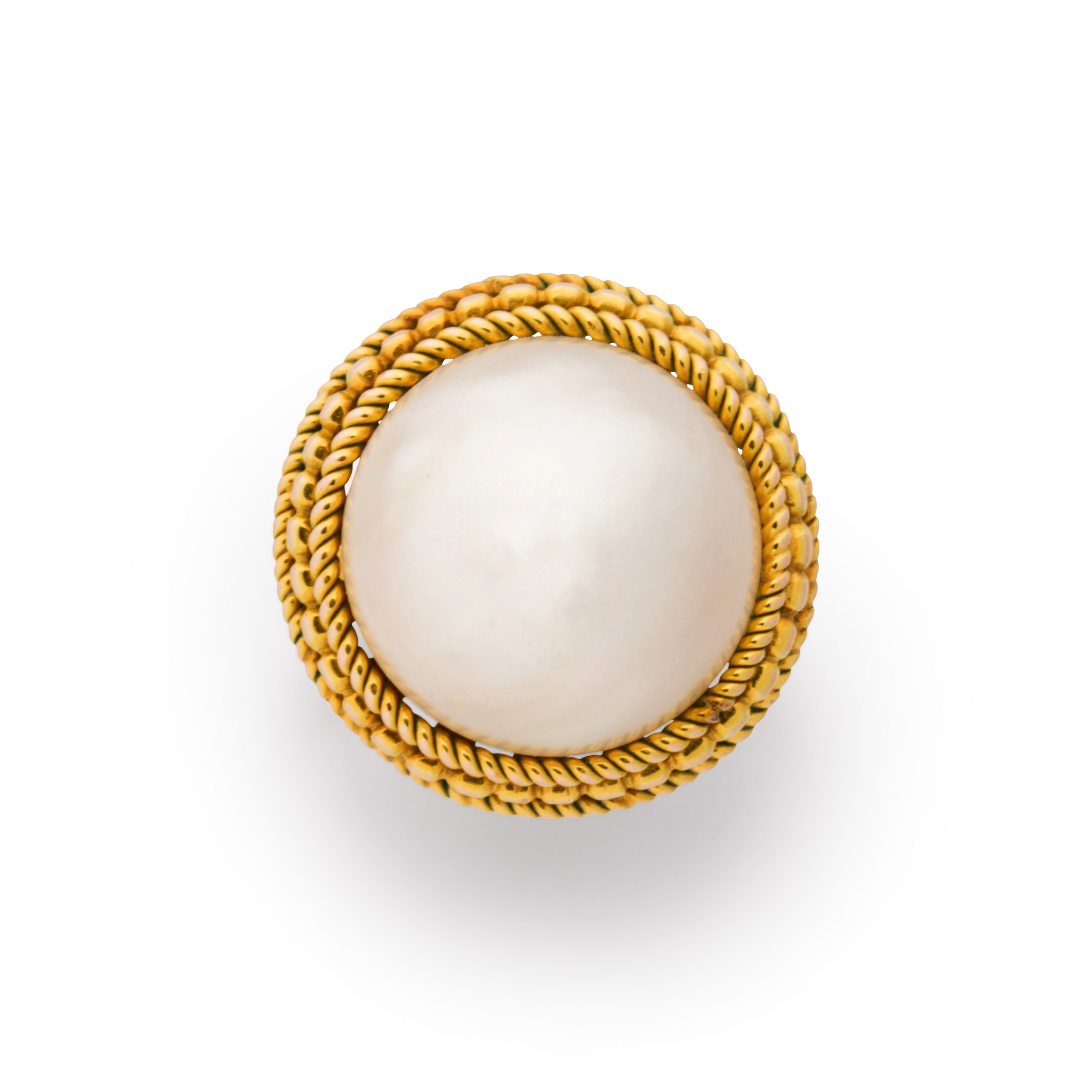 Appraisal: A MABE PEARL AND FOURTEEN KARAT GOLD RING A mab