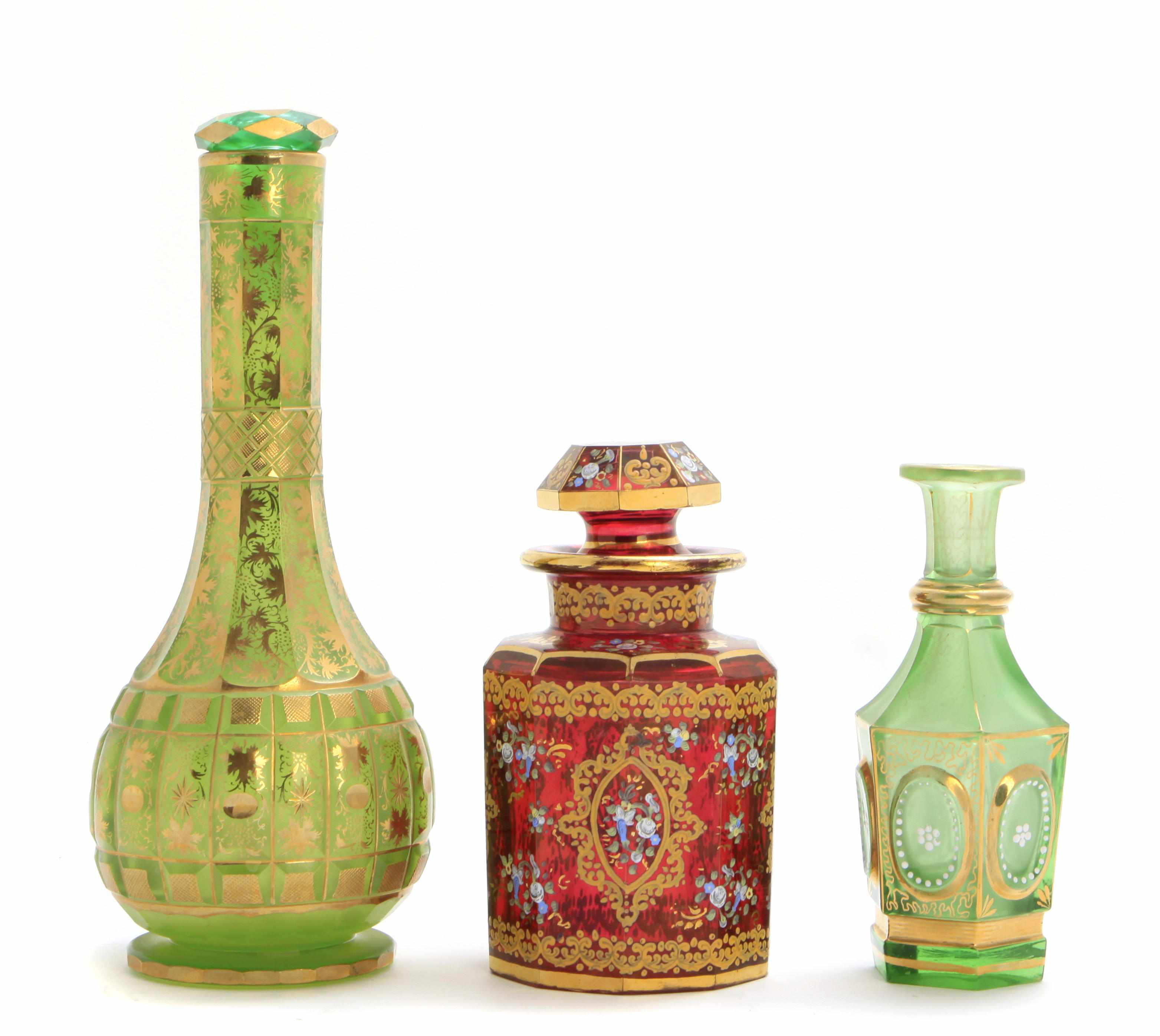 Appraisal: Property of Various Owners A group of three Bohemian glass