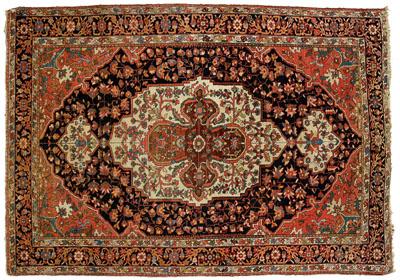 Appraisal: Malayer rug four-lobed central medallion on ivory field ft in