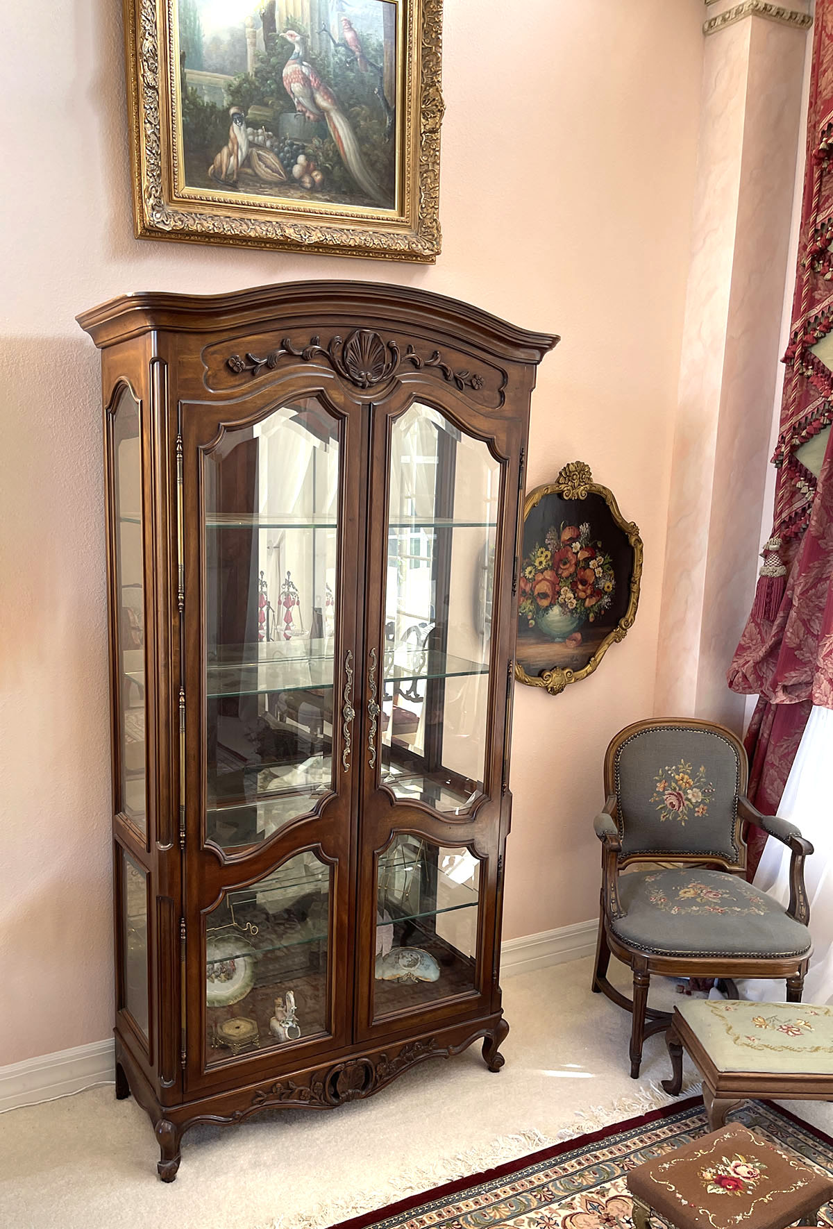 Appraisal: A STATELY FRENCH VICTORIAN STYLE LIGHTED DOOR CURIO CABINET A