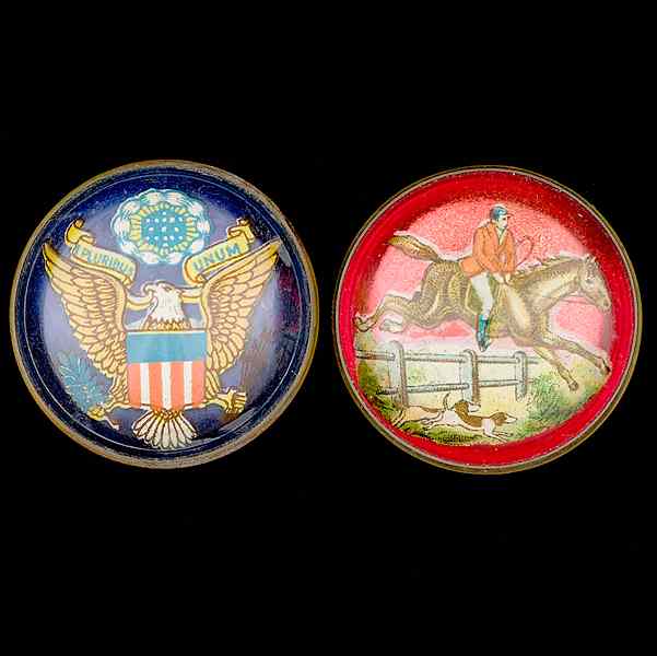 Appraisal: Patriotic Bridle Buttons A grouping of two bridle brooches all