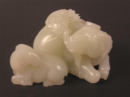 Appraisal: Chinese white jade rams grouping Of good white to light