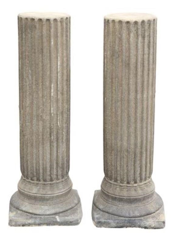 Appraisal: lot of Large cast stone garden pedestals late th c