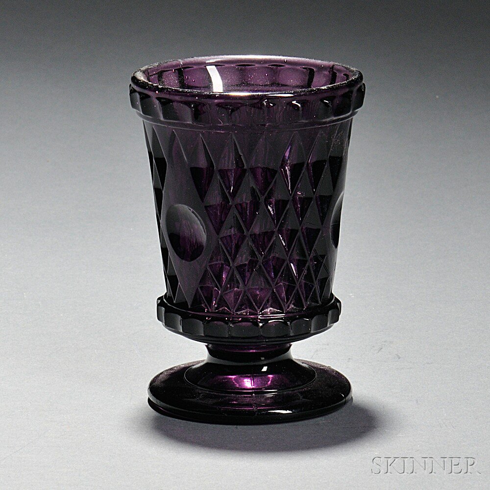 Appraisal: Amethyst Pressed Glass Spoon Holder Sandwich Massachusetts - Boston Sandwich