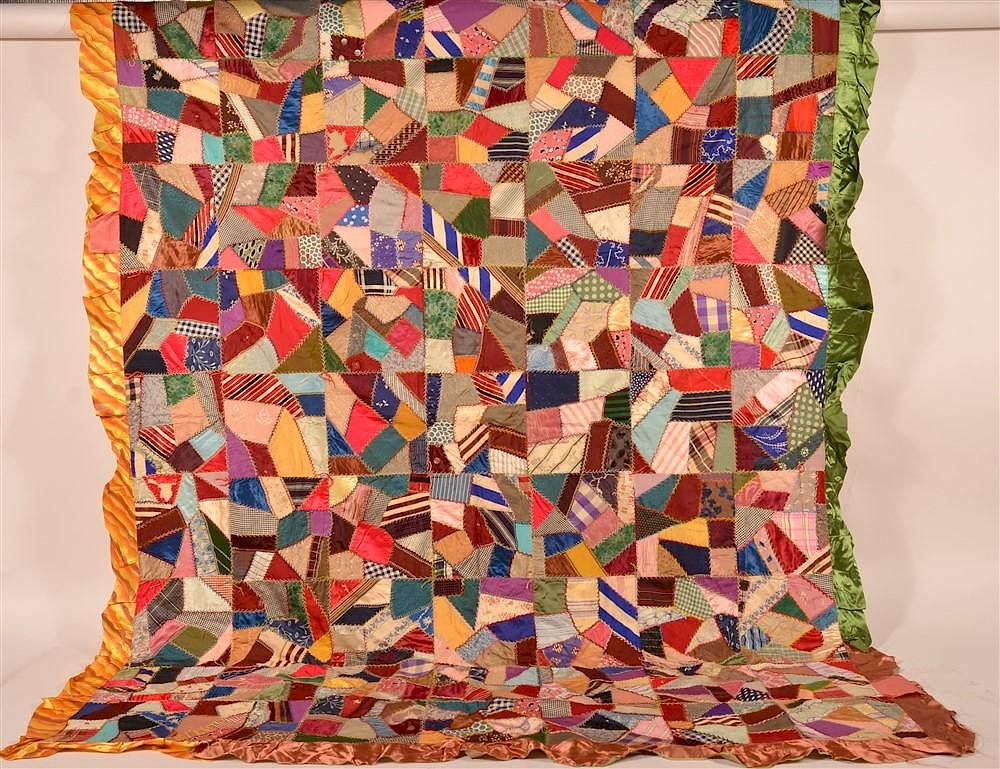 Appraisal: Vintage Crazy Patch Quilt Vintage Crazy Patch Quilt x Condition