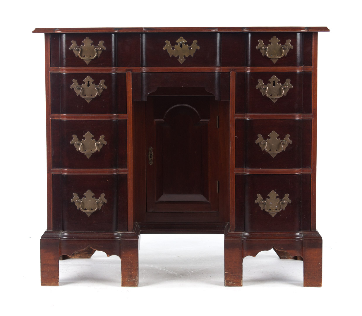 Appraisal: Boston Chippendale mahogany desk circa flat top with molded edge