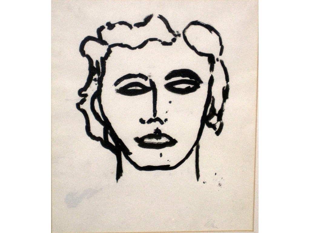 Appraisal: DONALD BAIN Brush drawing of a woman signed