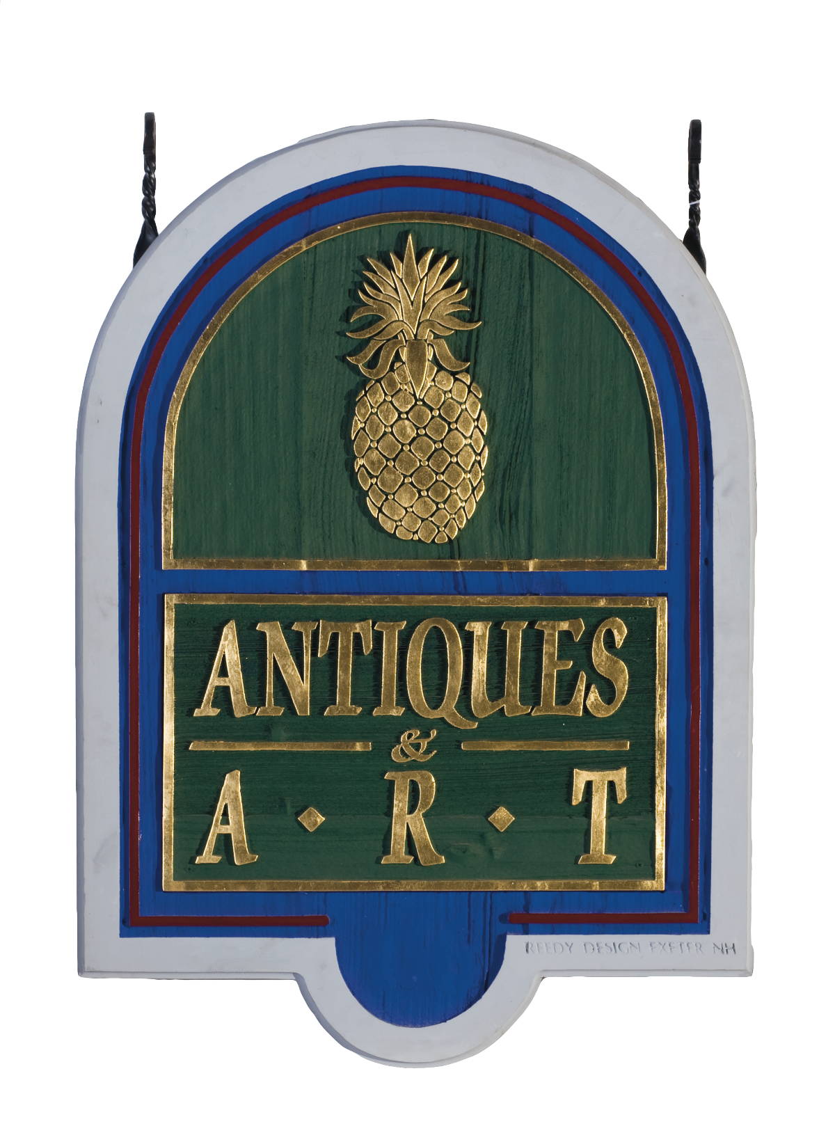 Appraisal: ANTIQUES AND ART CARVED AND PAINTED TRADE SIGN WITH WROUGHT-IRON