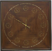 Appraisal: ' World Wall Clock ca mid- th Century Stained square