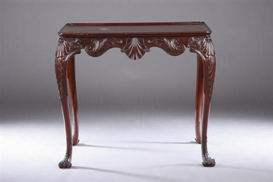 Appraisal: GEORGE II-STYLE CARVED MAHOGANY TEA TABLE th century Kindel Furniture