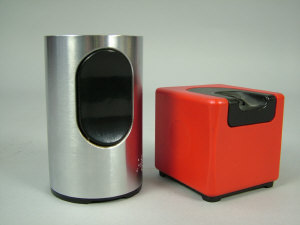 Appraisal: A Braun brushed finished cylindrical gas table lighter height cm