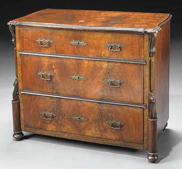 Appraisal: A Small Austrian Figured Walnut Commode mid- th c molded