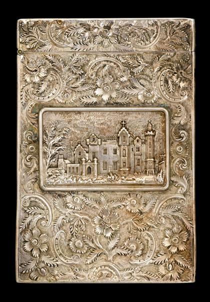 Appraisal: English sterling silver 'castle top' card case taylor perry birmingham