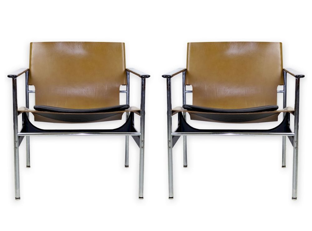 Appraisal: Charles Pollock for Knoll PAIR Sling Chairs Pair of Charles