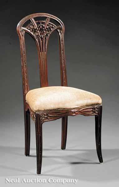 Appraisal: An American Art Nouveau Carved Walnut Side Chair c attributed