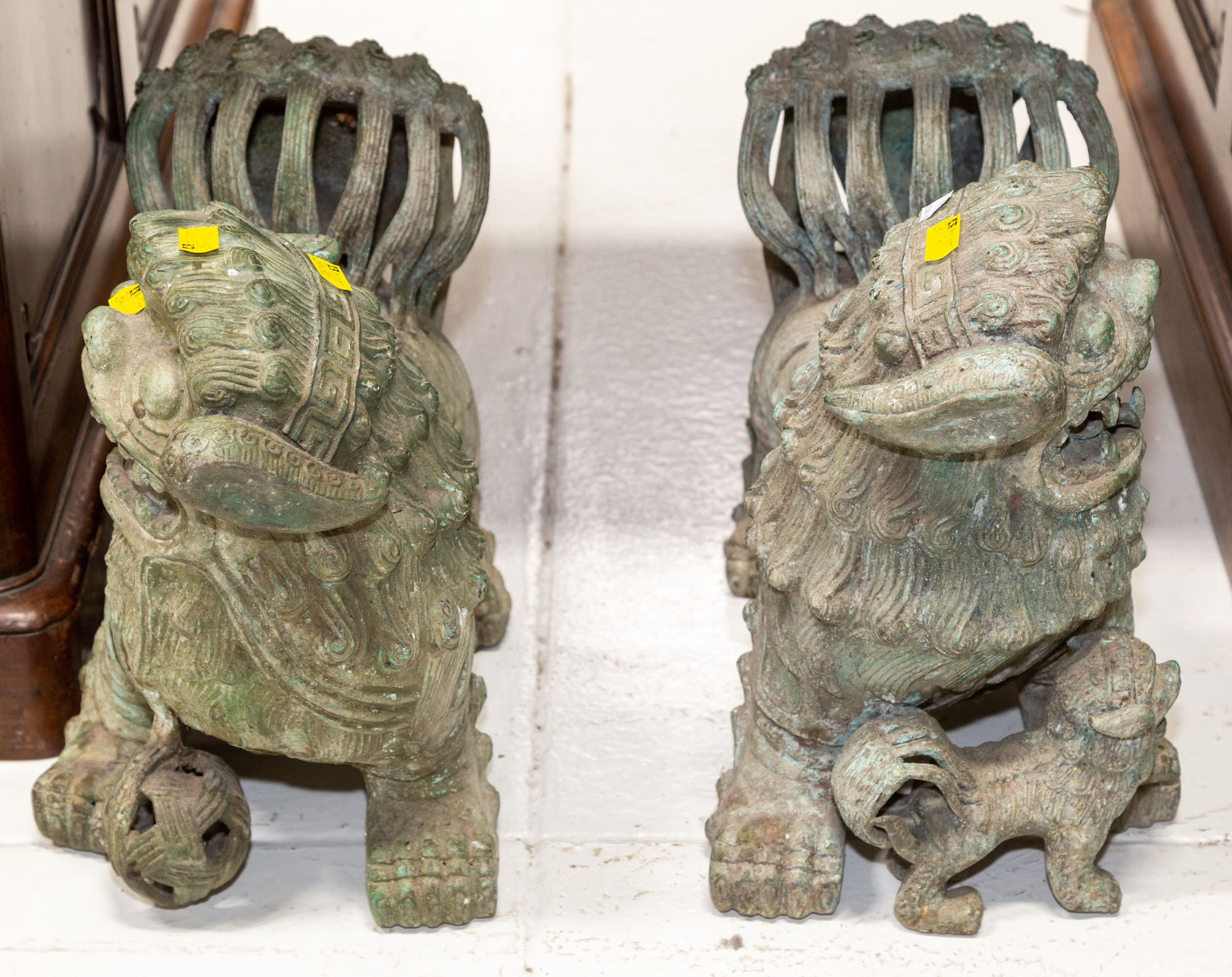 Appraisal: A PAIR OF LARGE CHINESE BRONZE FOO LIONS th century