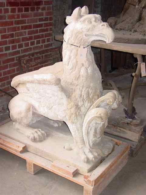 Appraisal: FRENCH TERRA COTTA GRIFFON SIGNED ''VIREBENT'' h w d in