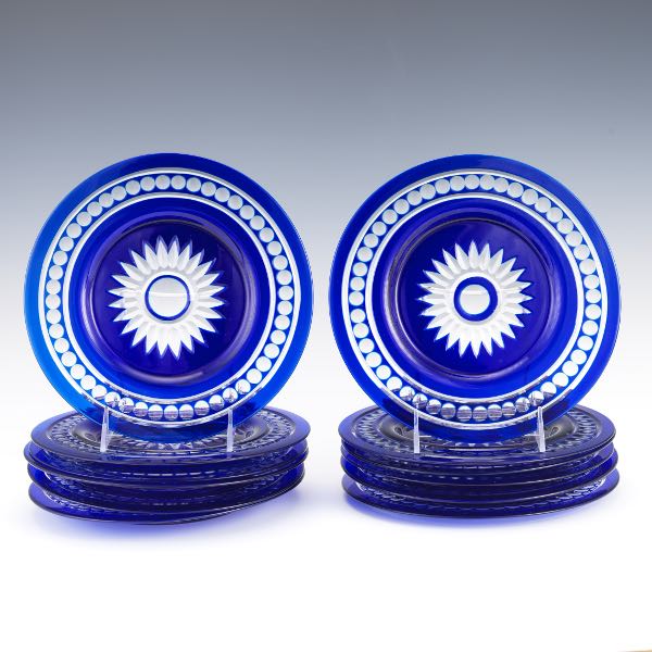 Appraisal: VAL ST LAMBERT PLATES SET OF diameter Cobalt blue salad