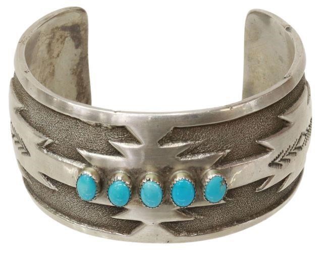 Appraisal: Native American sterling silver cuff bracelet Jefferson Brown Navajo Dine