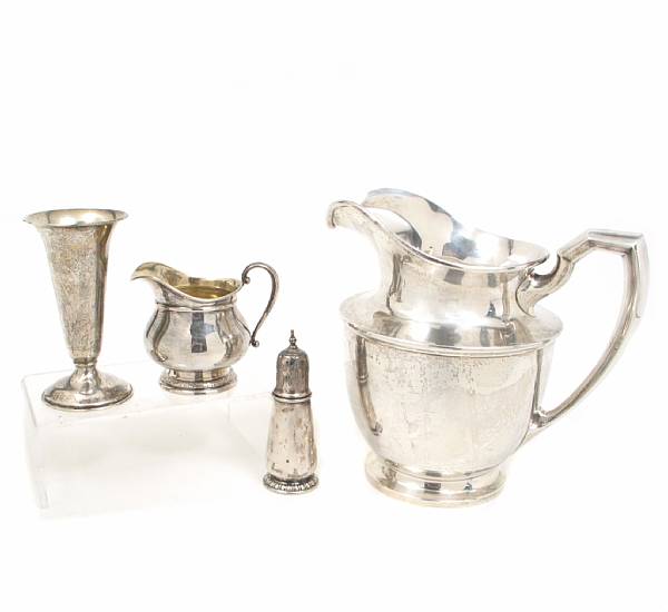 Appraisal: A group of sterling table articles Comprising pints water pitcher