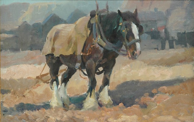 Appraisal: H Septimus Power - Plough Horse oil on canvas on