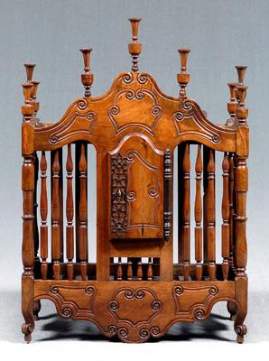 Appraisal: French Provincial walnut panetiere bread cabinet turned finials and spindles