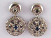 Appraisal: A pair of white metal tests carat gold sapphire and