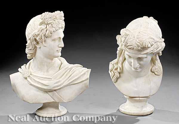 Appraisal: Two Carrara Marble Busts after the Antique one after the