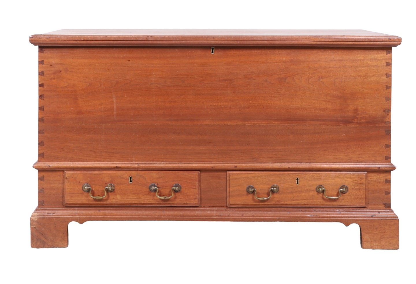 Appraisal: Cherry dovetailed blanket chest lift lid with interior compartment over